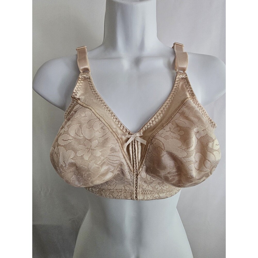Bali Comfort Revolution Wirefree Bra Beige Floral Full Coverage Size 38C 3372